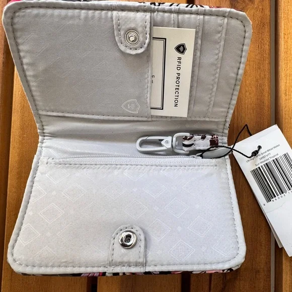 Vera Bradley Quilted Floral Wallet in White, Pink & Black - Picture 2 of 3